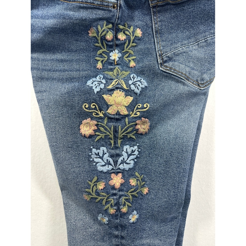 Driftwood Audrey Embroidered Bird Vale Straight Jeans Sz 28 Blue Denim Sundance - Picture 11 of 14
